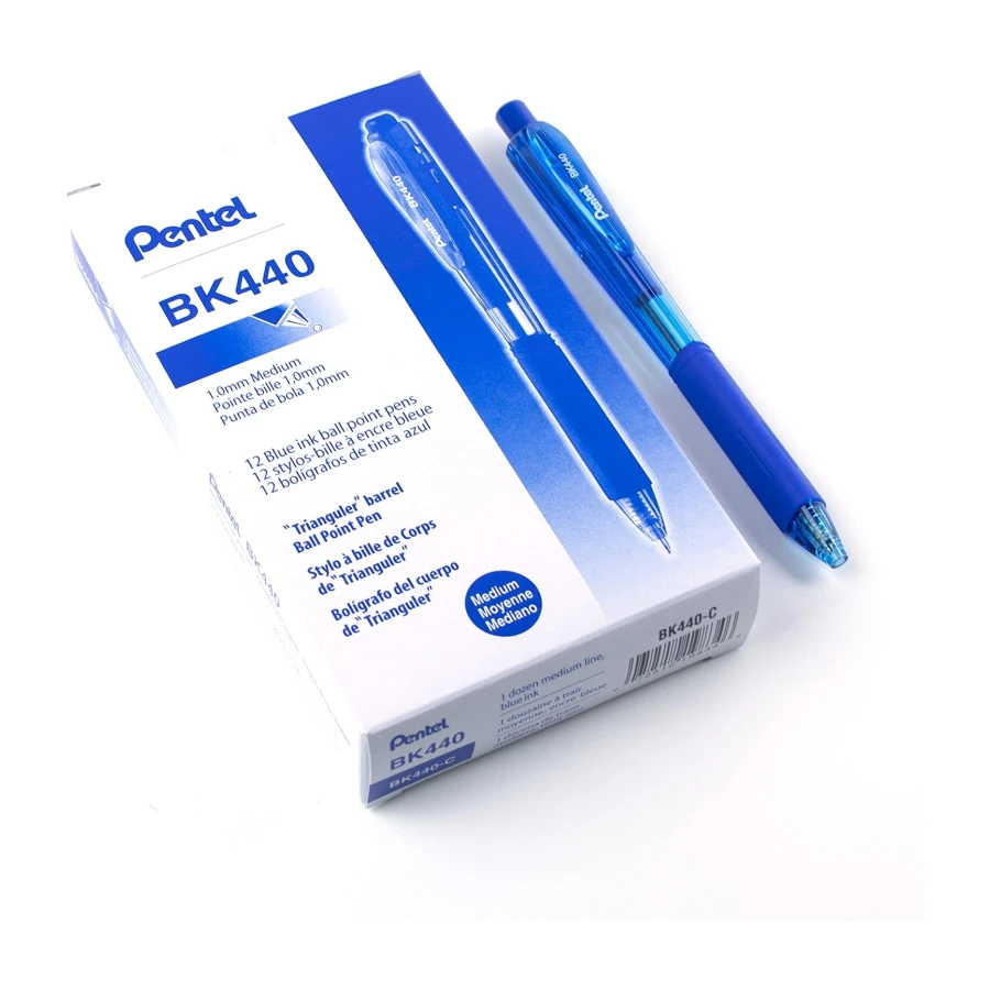 Pentel Wow! Retractable Ballpoint Pen, 1.0mm, Blue Ink, 12PK