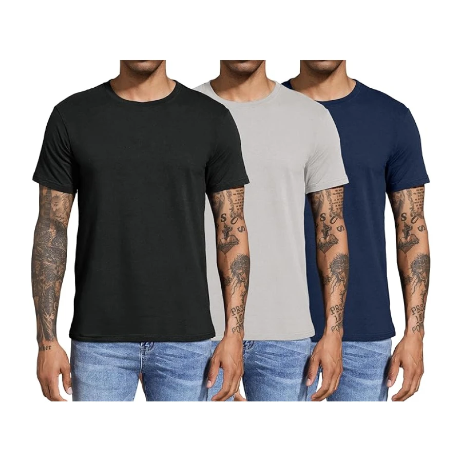 Boyzn Men's 3, 4 or 5 Pack Cotton T-Shirts, Short Sleeve Crewneck Sport Tees, Cotton Gym Workout Running Shirts for Men