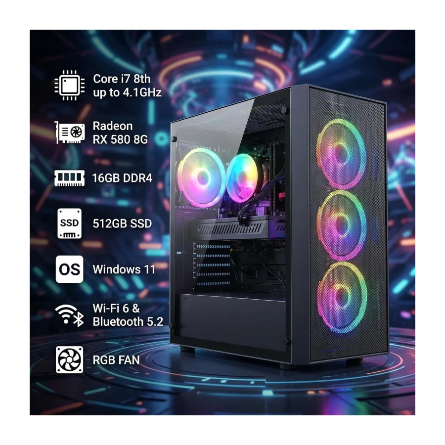 STGAubron Gaming PC Desktop,Corei7 8th Gen