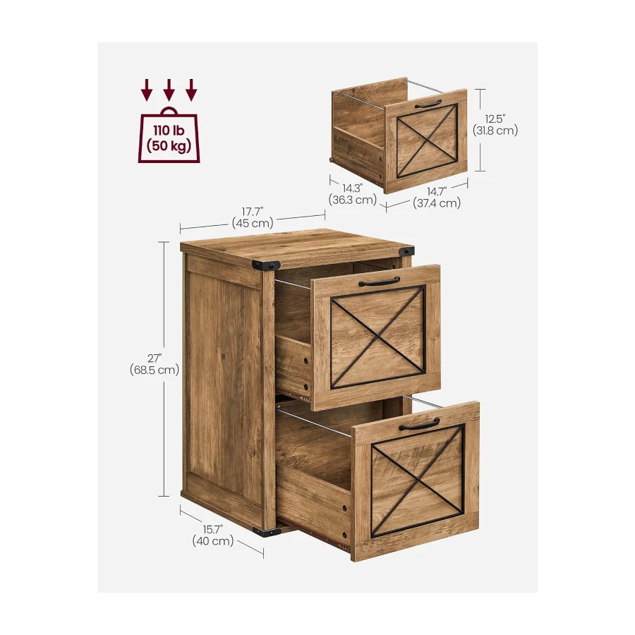 VASAGLE File Cabinet, Filing Cabinet with 2 File Drawers
