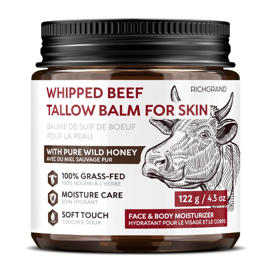 Beef Tallow Face Cream, Whipped Tallow and Honey Balm for Face and Body