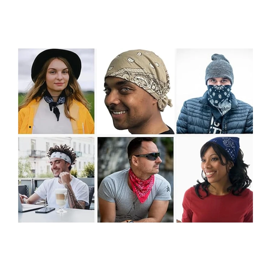 6-Pack 100% Cotton Bandanas - Holiday Gifts for Men Women