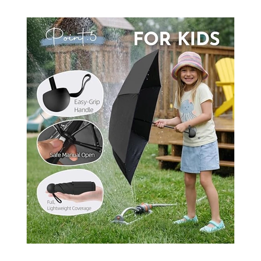 Lilac Travel Compact Mini Umbrella for Rain, Lightweight UPF100+ UV Sun Protection, Portable Pocket-Sized small Easy Use for Women, Men & Kids