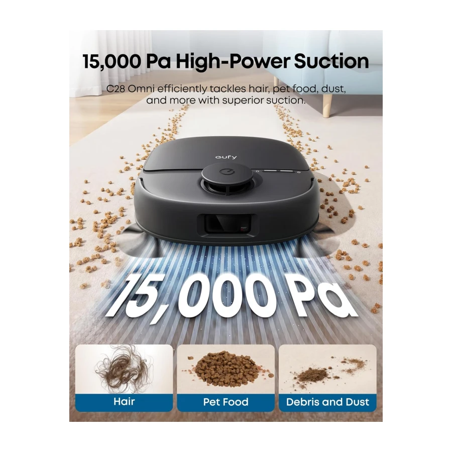 eufy C28 Robot Vacuum and Mop, 15,000 Pa Sunction, HydroJet Roller Mop
