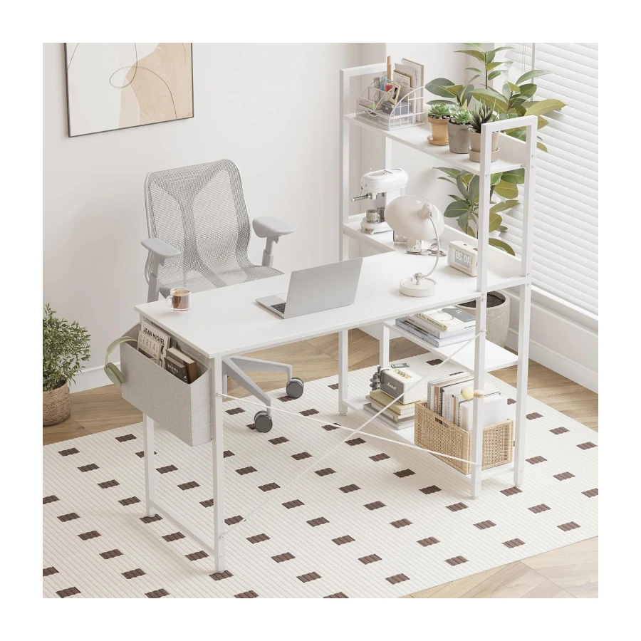 Treesland 47 Inch Computer Desk with Bookshelf, Corner Desk with Storage, L Shaped Desk, Home Office Desks