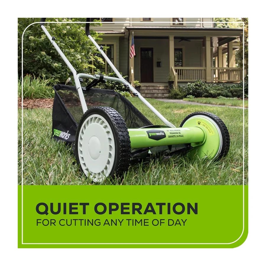 Greenworks 16-Inch Reel Lawn Mower with Grass Catcher 25052,Black/Green, 47" D x 22" W x 29.75" H
