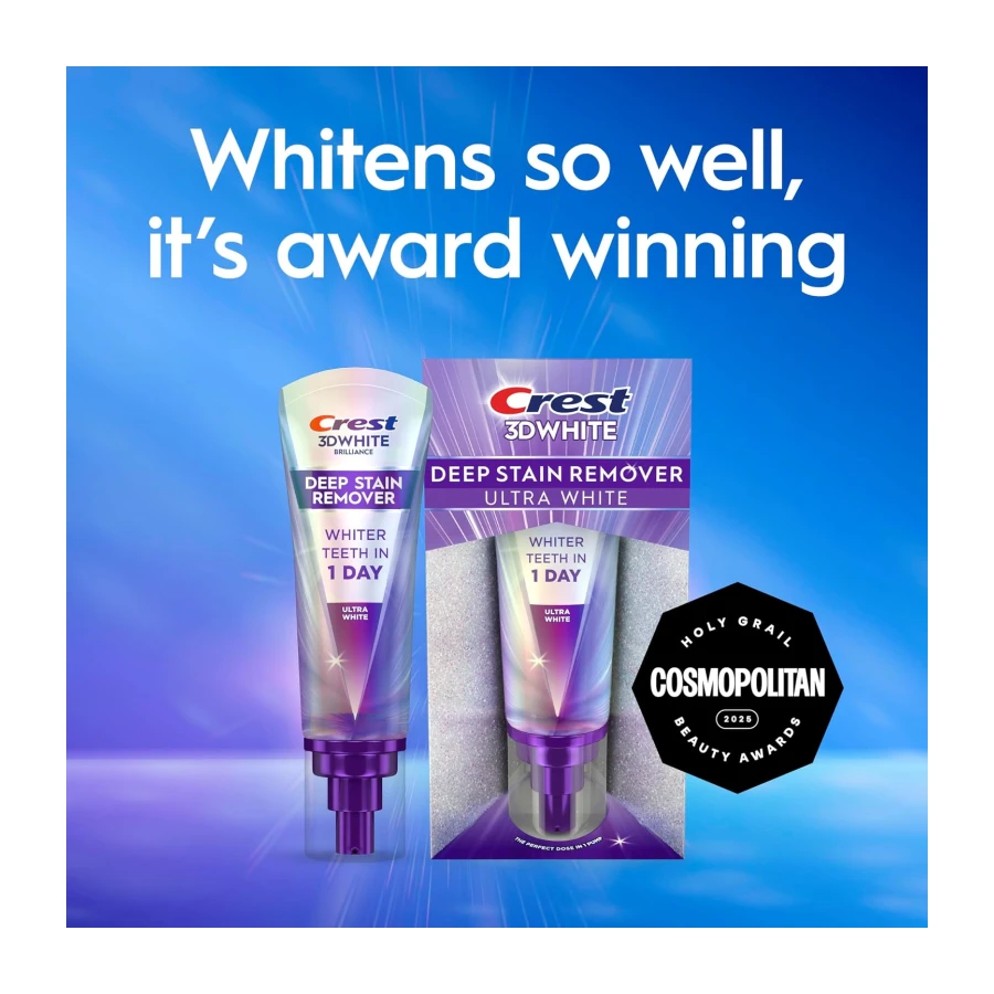 Crest Toothpaste 3DWhite Deep Stain Remover Ultra White - 67mL - Daily Use - Whiter Teeth in 1 Day