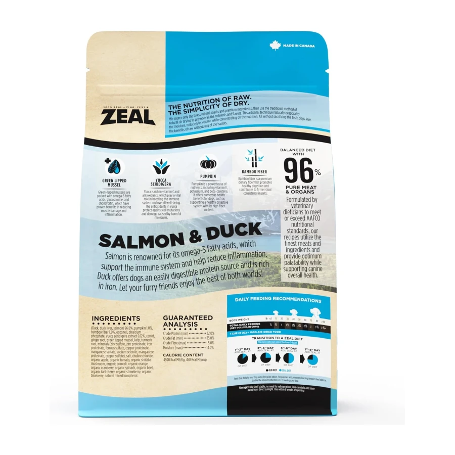 ZEAL Canada Air-Dried Dog Food, 96% Salmon & Duck Dog Treats, 2.2 lb