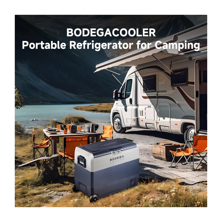 BODEGACOOLER 12 Volt Portable Refrigerator 64 Quart,Car Fridge Dual Zone WiFi APP Control, 60L Portable Freezer Compressor -4℉-68℉,12/24V DC and 100-240V AC for Camping,Travel,RV,Road Trips,Boat