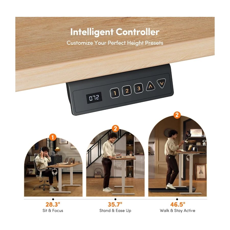 FEZIBO Standing Desk 47 x 24 Inch, Height Adjustable Desk with Memory Buttons, Electric Sit Stand Desk