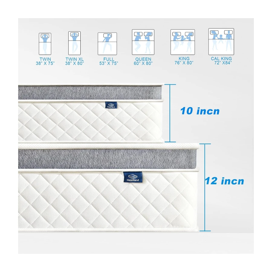 Happiland Full Size Mattress, 10 Inch Hybrid Memory Foam Mattress in a Box