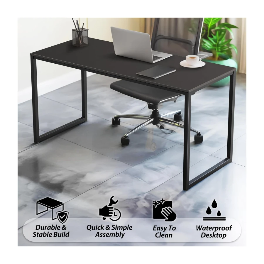 SHW Mission 40-Inch Home Office Computer Desk, Black | 102 x 50 cm
