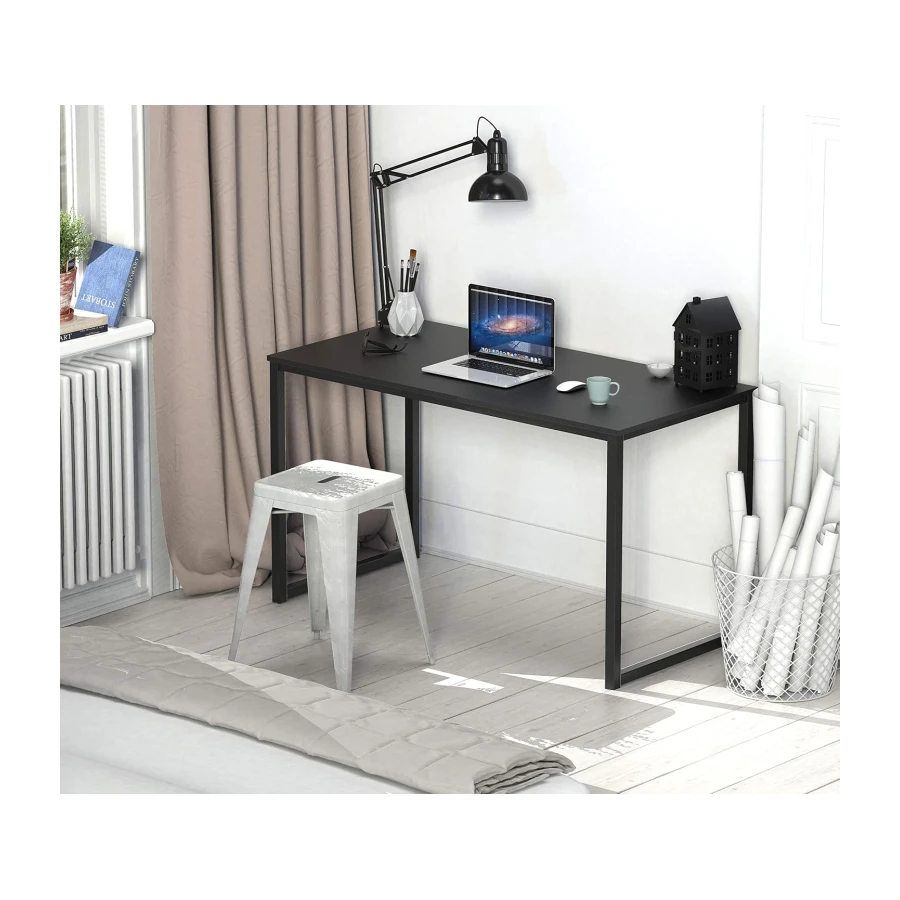 SHW Mission 48-Inch Home Office Computer Desk, Black | 122 x 60 cm