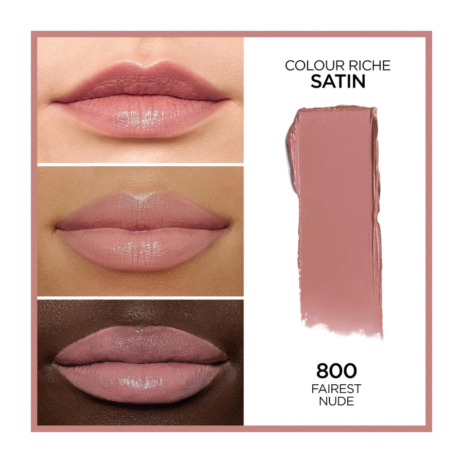 L'Oreal Paris Colour Riche Lipstick, Creamy, Long-Lasting, Lipstick for Women, Enriched Argan Oil and Vitamin E, 800 Fairest Nude, 0.13 oz (pack of 1)