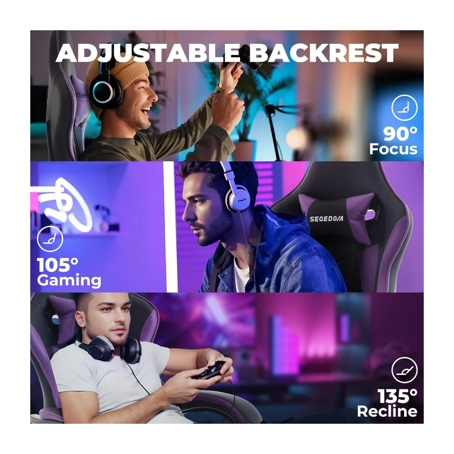 Gaming Chair, Ergonomic Computer Chair with Footrest and Massage Lumbar Support