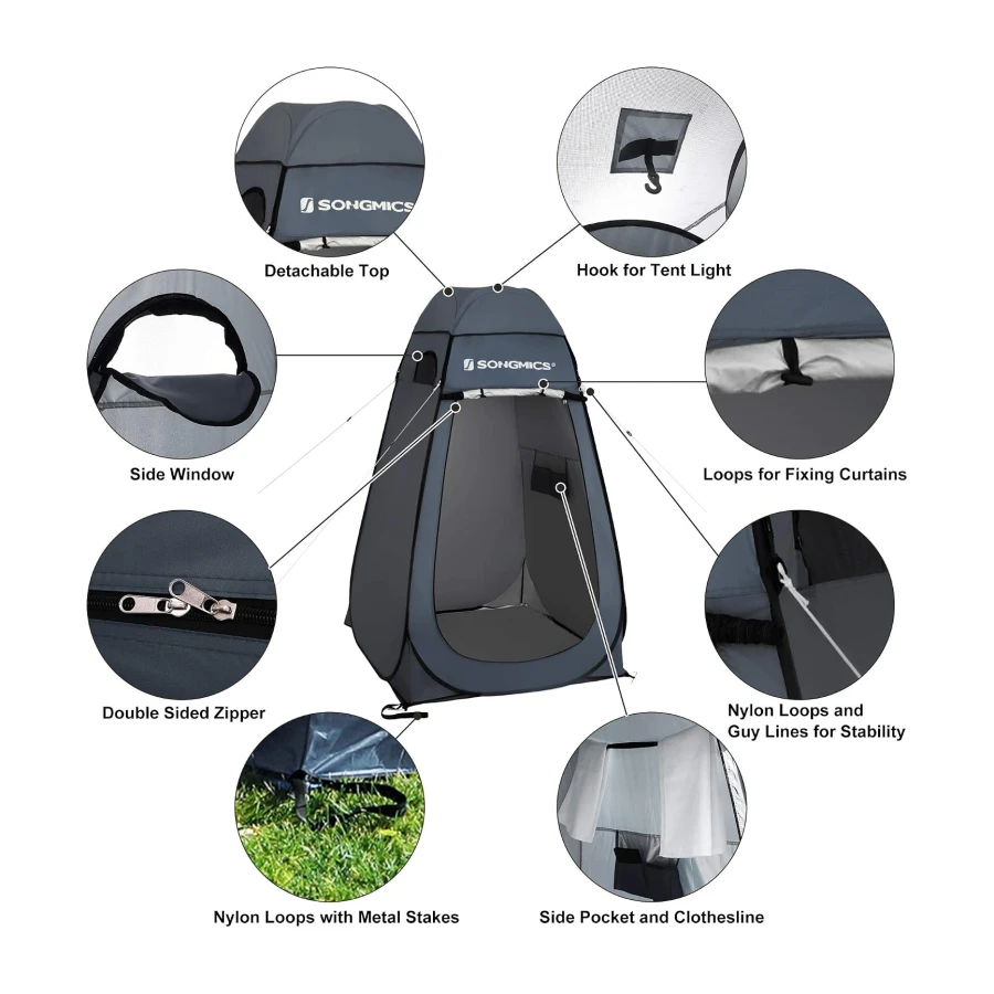 SONGMICS Portable Pop up Tent, Dressing Room Privacy Shelter, for Outdoor Camping Fishing Beach Shower Toilet, with Zippered Carrying Bag | Privacy Shelter