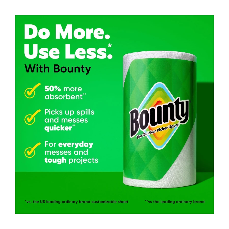 Bounty Paper Towels Select-A-Size White, 8 Double Plus Rolls = 20 Regular Rolls