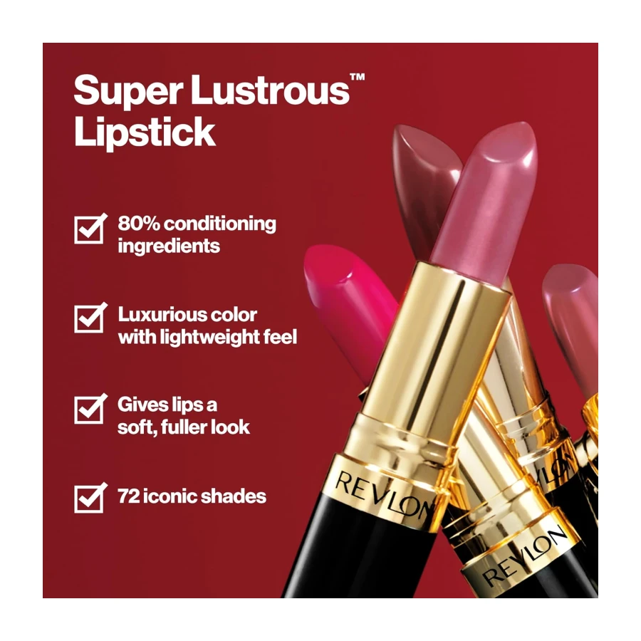 REVLON Lipstick, Super Lustrous Lipstick, Creamy Formula For Soft, Fuller-Looking Lips, Moisturized Feel, 778 Pink Promise, 0.15 oz