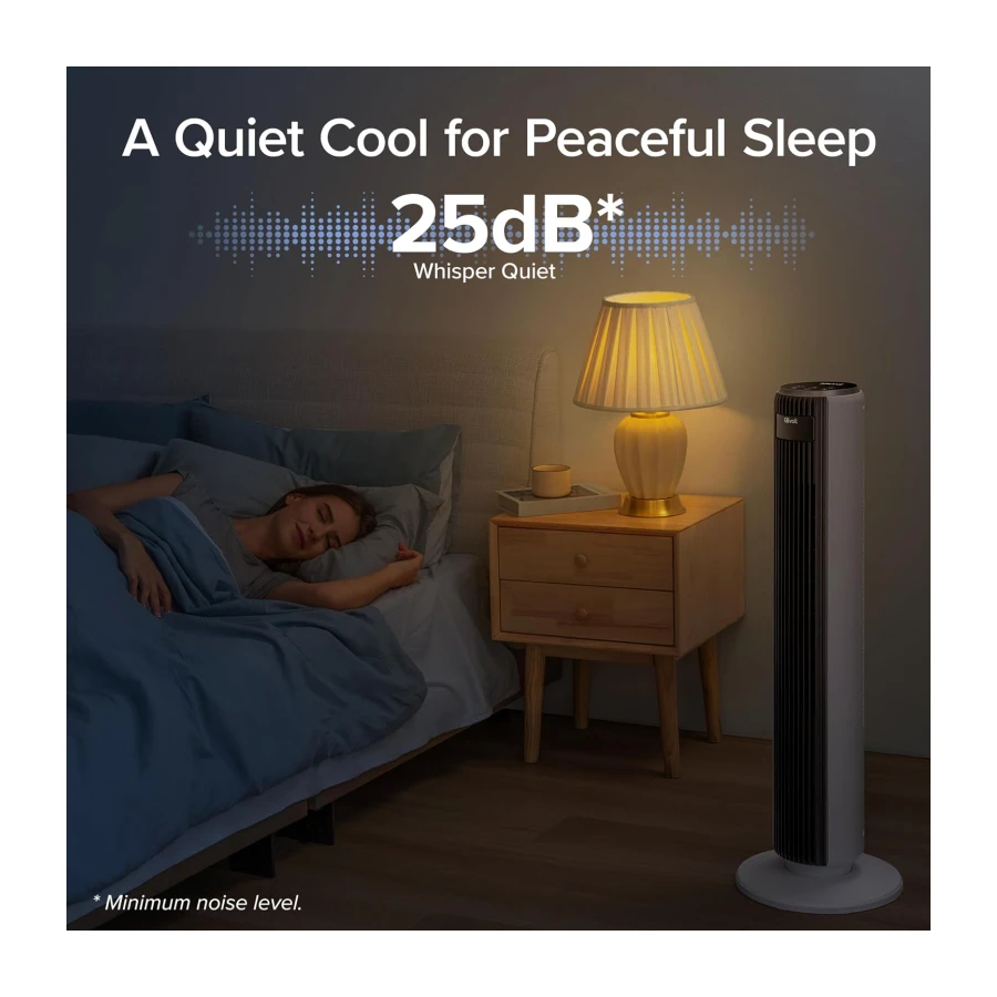 Levoit 25dB Tower Fan for Bedroom, 26ft/s Velocity Standing Fan, 90° Oscillating Cooling Fans for Home