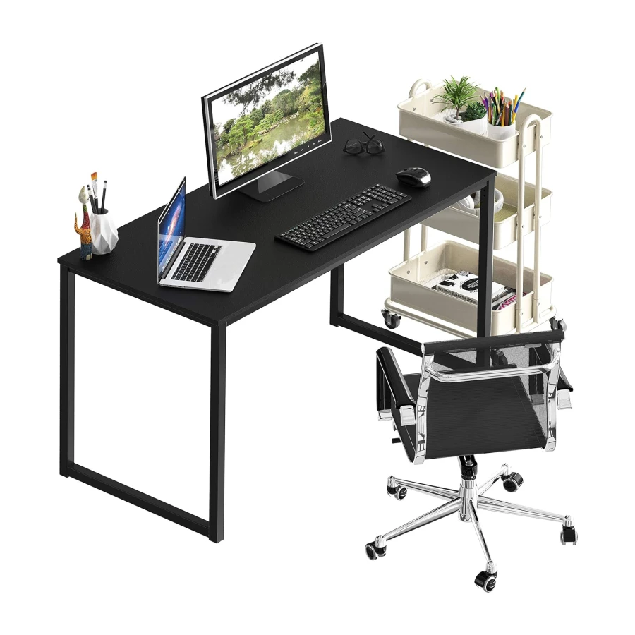 SHW Mission 48-Inch Home Office Computer Desk, Black | 122 x 60 cm