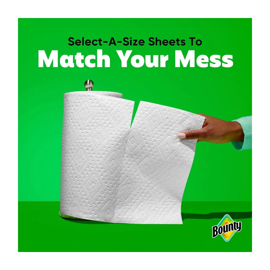 Bounty Paper Towels Select-A-Size White, 8 Double Plus Rolls = 20 Regular Rolls