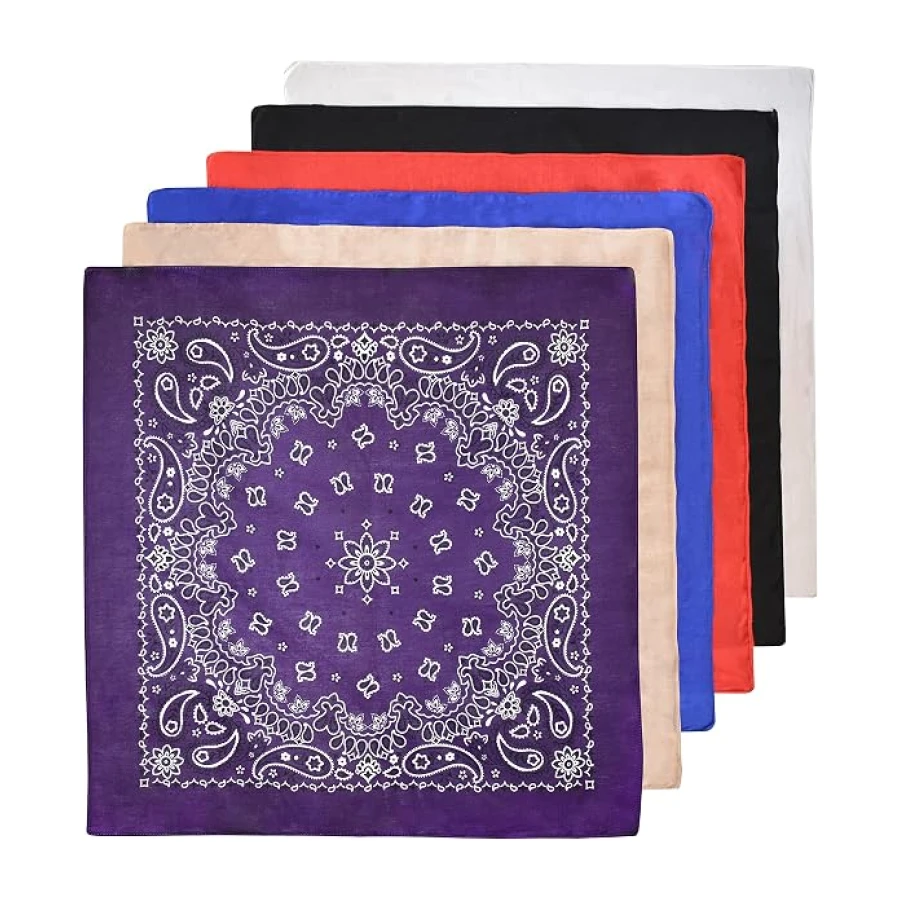 6-Pack 100% Cotton Bandanas - Holiday Gifts for Men Women