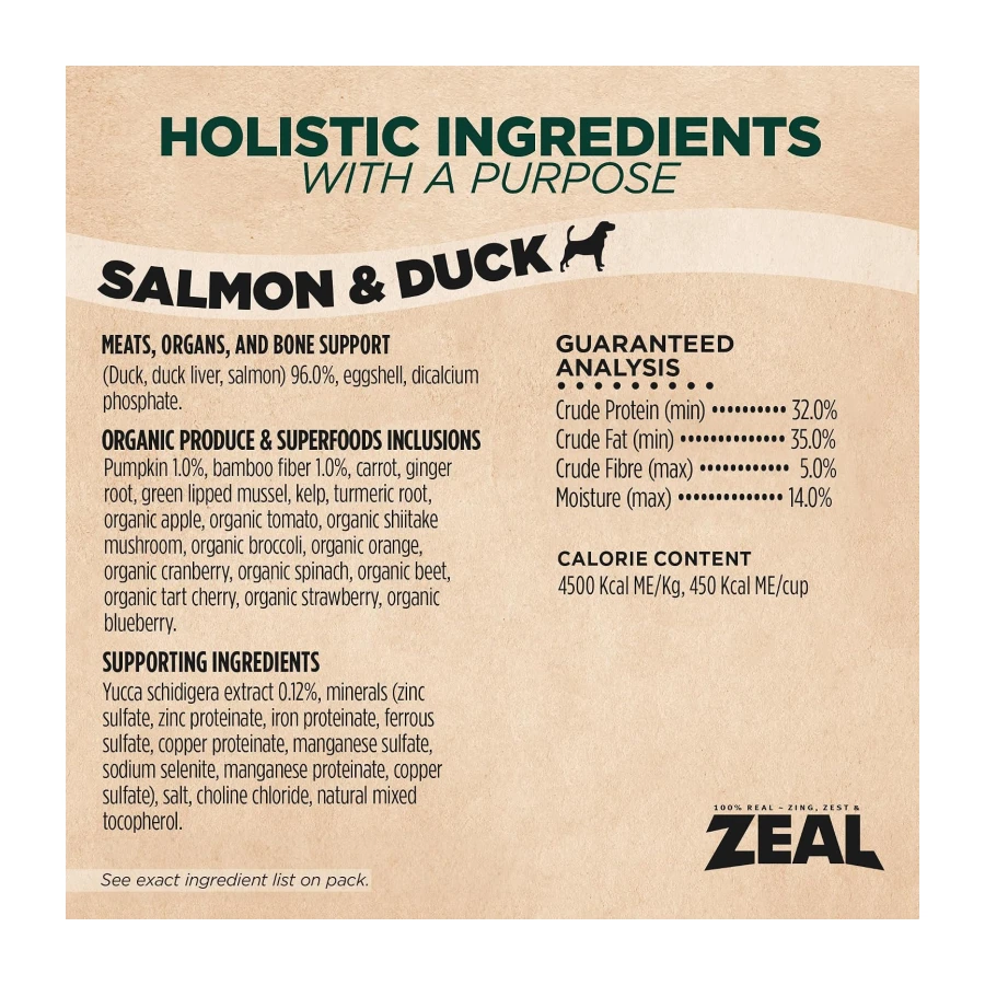 ZEAL Canada Air-Dried Dog Food, 96% Salmon & Duck Dog Treats, 2.2 lb