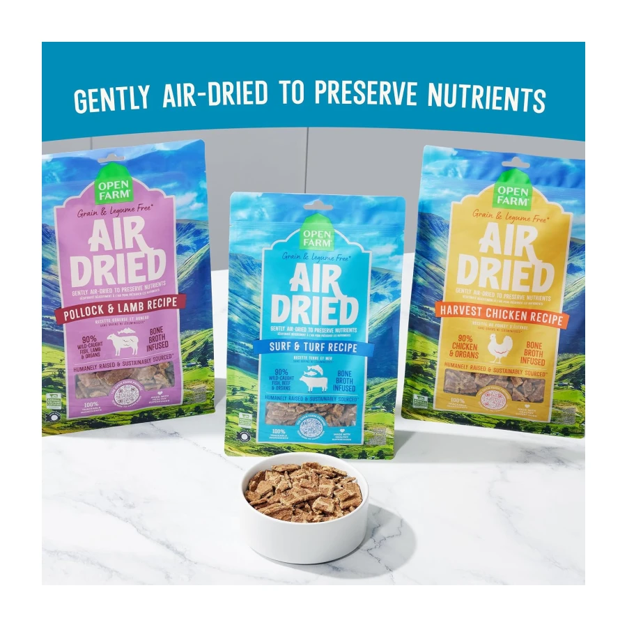 Open Farm Air Dried Dog Food, Grain-Free Surf & Turf Recipe, 1lb Bag