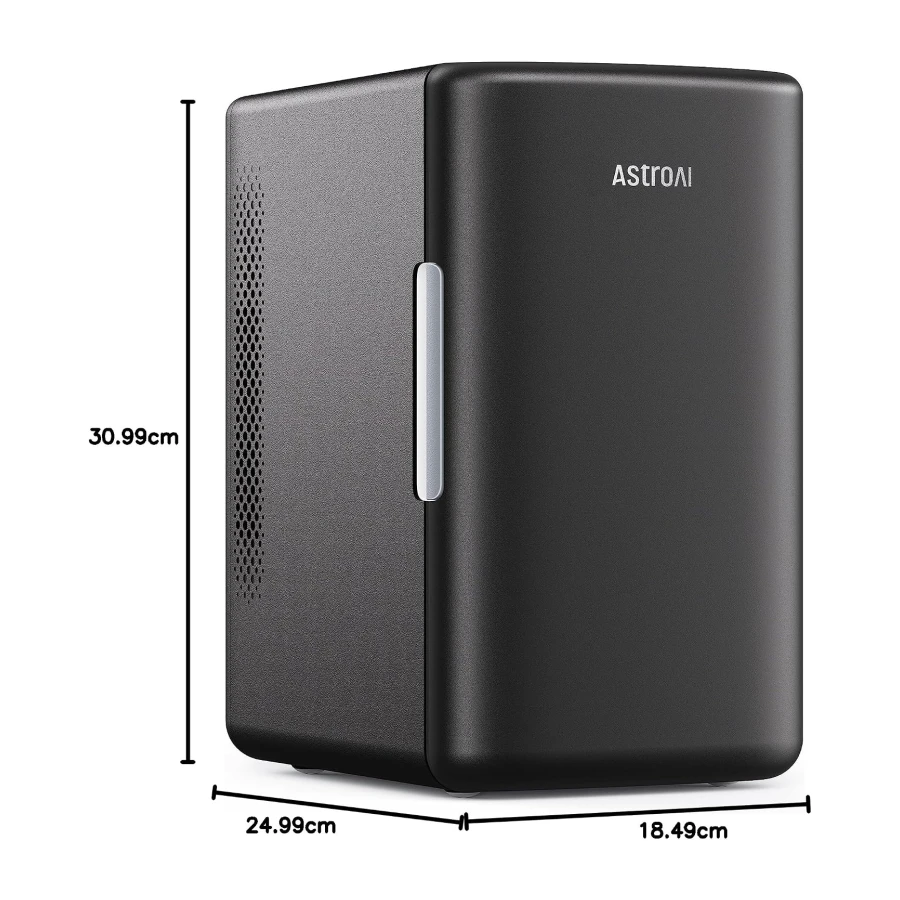 AstroAI Mini Fridge 2.0 Gen, 6 Liter/8 Cans Makeup Skincare Small Fridge 110V AC/ 12V DC Portable Thermoelectric Cooler and Warmer Little Tiny Fridge for Bedroom, Cosmetics,Car (Dark Grey)