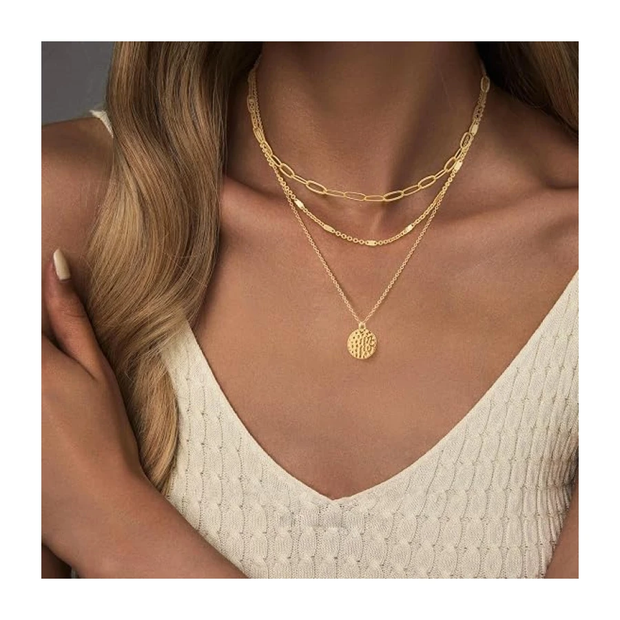 Gold Layered Necklaces for Women, 14K Gold
