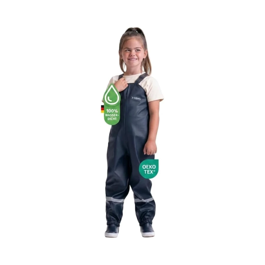 BMS® Regenhose für Kinder mit Latz, ideale Matschhose und Buddelhose