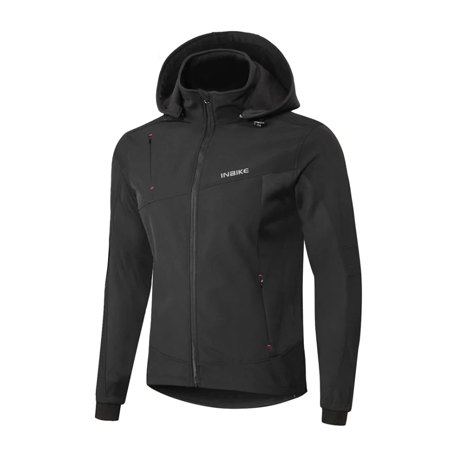 INBIKE Softshelljacke Herren Wasserdicht Winnddicht Warme Fleece Gefütterte Jacke mit Kapuze Abnehmbar für Outdoor Radfahren Wandern Bergsteigen ICM7105