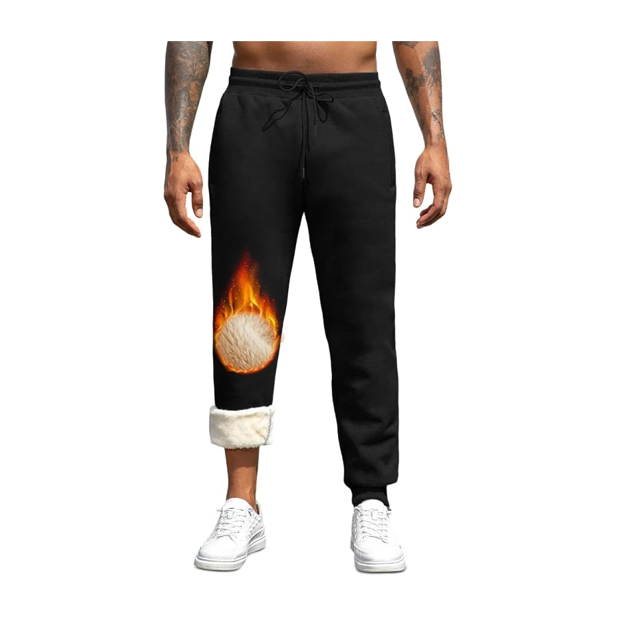 Gefütterte Jogginghose Herren Winter Warme Thermo Sweatpants