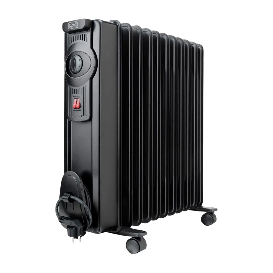 BLACK+DECKER BXRA2300E - Ölradiator 2300W | 11 Heizelemente à 140 mm | Einstellbarer Thermostat | 2 Heizstufen | Automatische Sicherheitsabschaltung bei Überhitzung | Schwarz