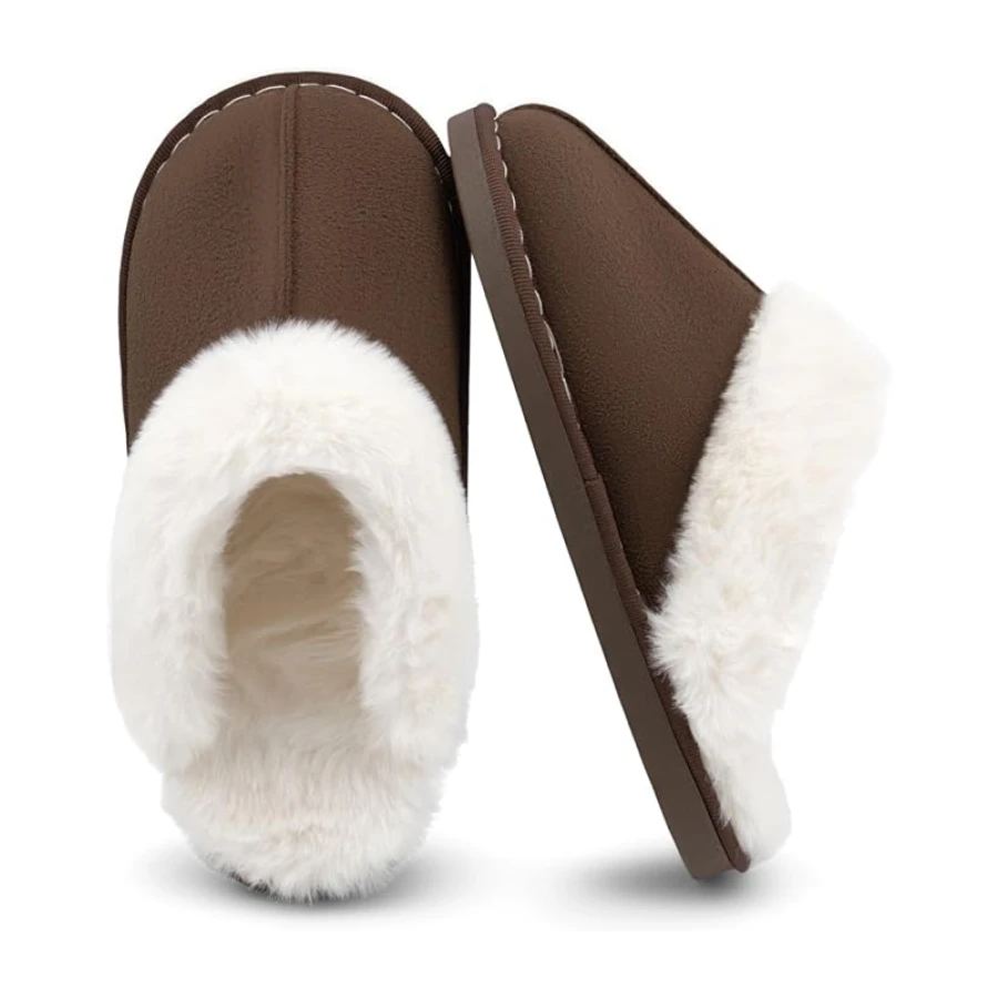 ChayChax Damen Herren Warme Plüsch Hausschuhe Flauschige Pantoffeln Memory Foam Slippers im Herbst und Winter für Drinnen und Draussen