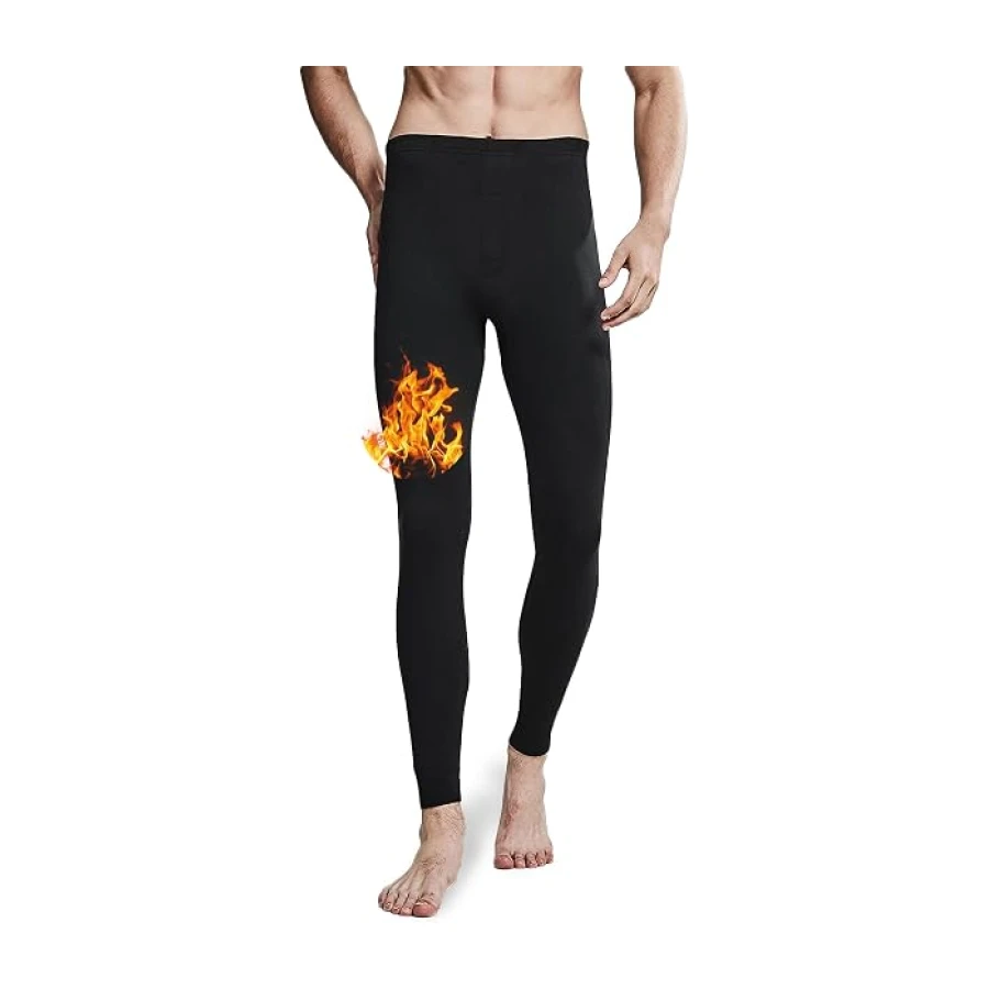 Gefütterte Thermounterhose aus Baumwolle - Extra Warme Herren Thermo Unterhosen - Lange Winter Skiunterwäsche mit Fleece