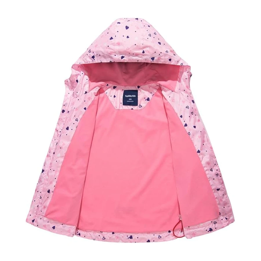 Wasserdichte Regenjacke für Mädchen, mit Kapuze, leichter Baumwollfutter, Regenmäntel für Kinder, 4–12 Jahre