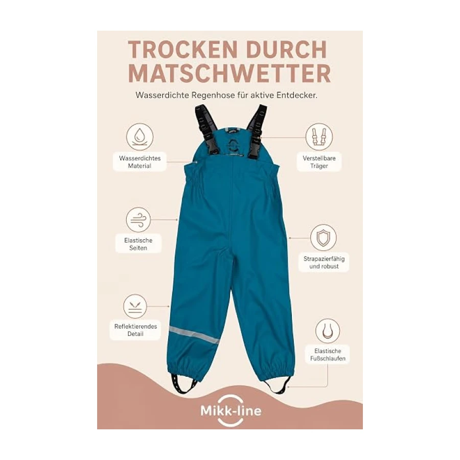 Mikk-line Regenhose Baby und Kinder, Matschhose mädchen und Jungen