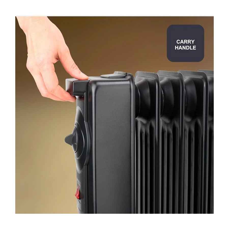 BLACK+DECKER BXRA2300E - Ölradiator 2300W | 11 Heizelemente à 140 mm | Einstellbarer Thermostat | 2 Heizstufen | Automatische Sicherheitsabschaltung bei Überhitzung | Schwarz