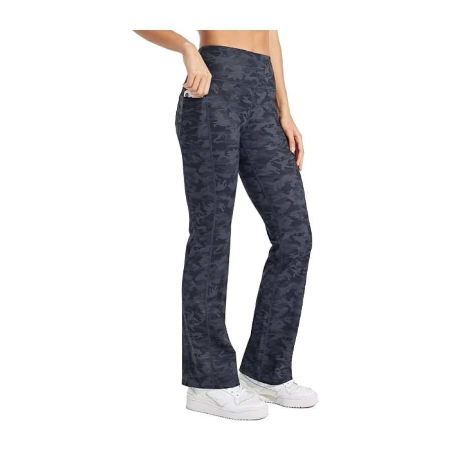 WILLIT Thermo Leggings Damen Winter Gefütterte Fleece Sporthose Yogahose Warm Sport Leggings Laufhose Bootcut Hose High Waist mit Taschen