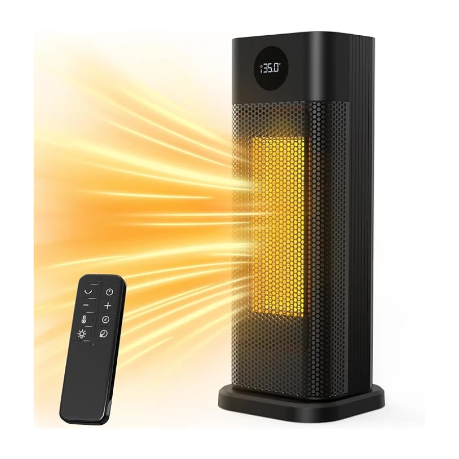 Minthouz Heizlüfter Energiesparend, 2000W PTC Keramik Heizlüfter, 3-Modus Elektroheizung mit Thermostat, Fernbedienung, LED-Digitalanzeige, 12H Timer, 70° Oszillation, Heizung Elektrisch für Haus,Büro