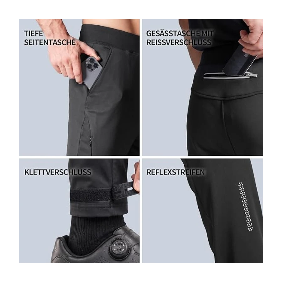 Souke Sports Herren Fahrradhose Lang Winter Thermo wasserdichte Radhose