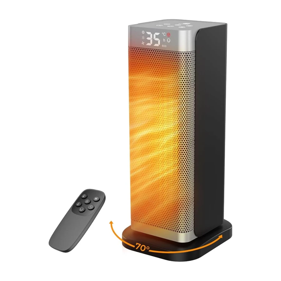 Fitabok Heizlüfter Energiesparend - 2000W Leiser PTC Keramik Heizlüfter mit 3 Modi, Fernbedienung & 12h Timer, Klein Elektrische Heizung mit ECO Modus, 70° Oszillation, Überhitzungs- & Kippschutz