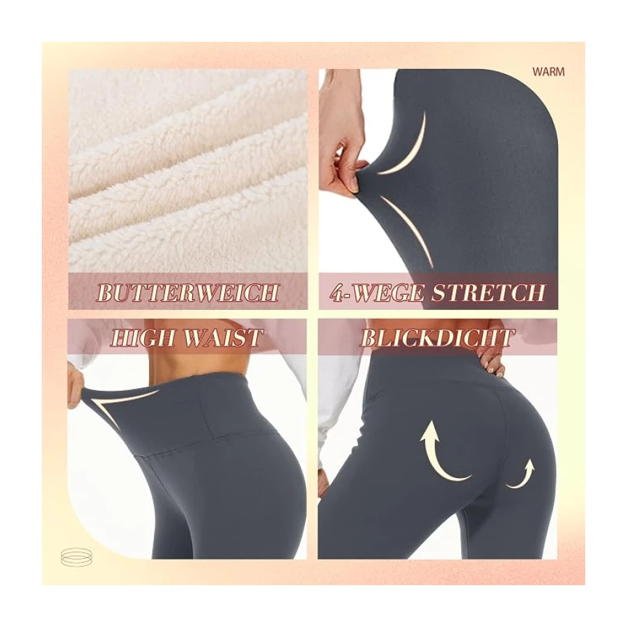 Missluck Thermo Leggings Damen Gefüttert Thermoleggings Verdickte Plüsch