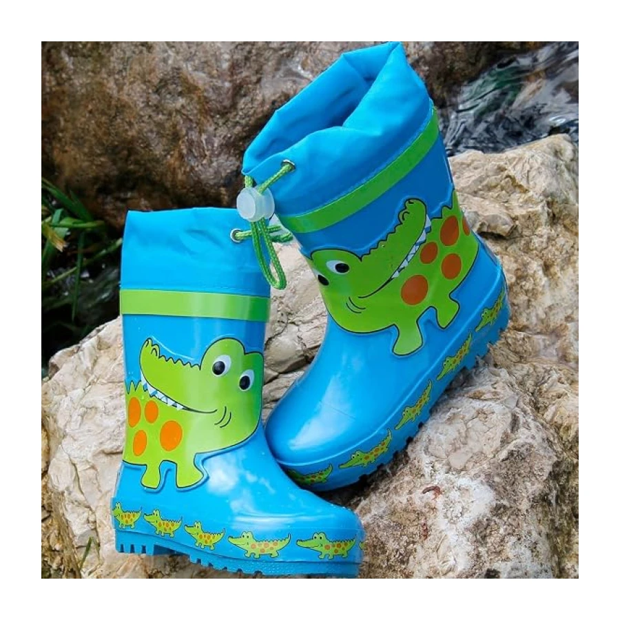 Playshoes Kinder Gummistiefel aus Naturkautschuk, trendige Unisex Regenstiefel mit Reflektoren