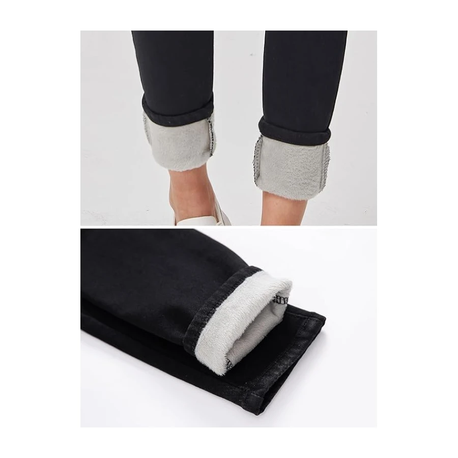 Yehopere Damen Winter Fleece Gef¨¹ttert Jeans Slim Fit Warm Skinny High Waist Denim Jeans