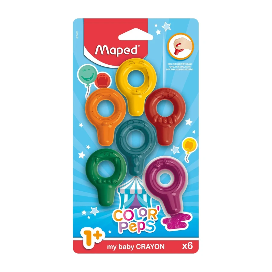 Maped - ergonomische Baby-Wachsmalringe COLOR'PEPS - 6 Stück - spielerisch & einfacher Griff: ideal für die Kleinsten