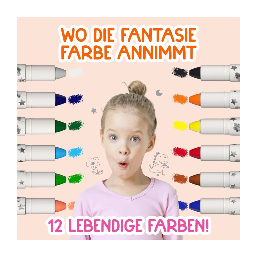 Twistable Crayons 12 Stück Wachsmalstifte für Kleinkinder Waschbar