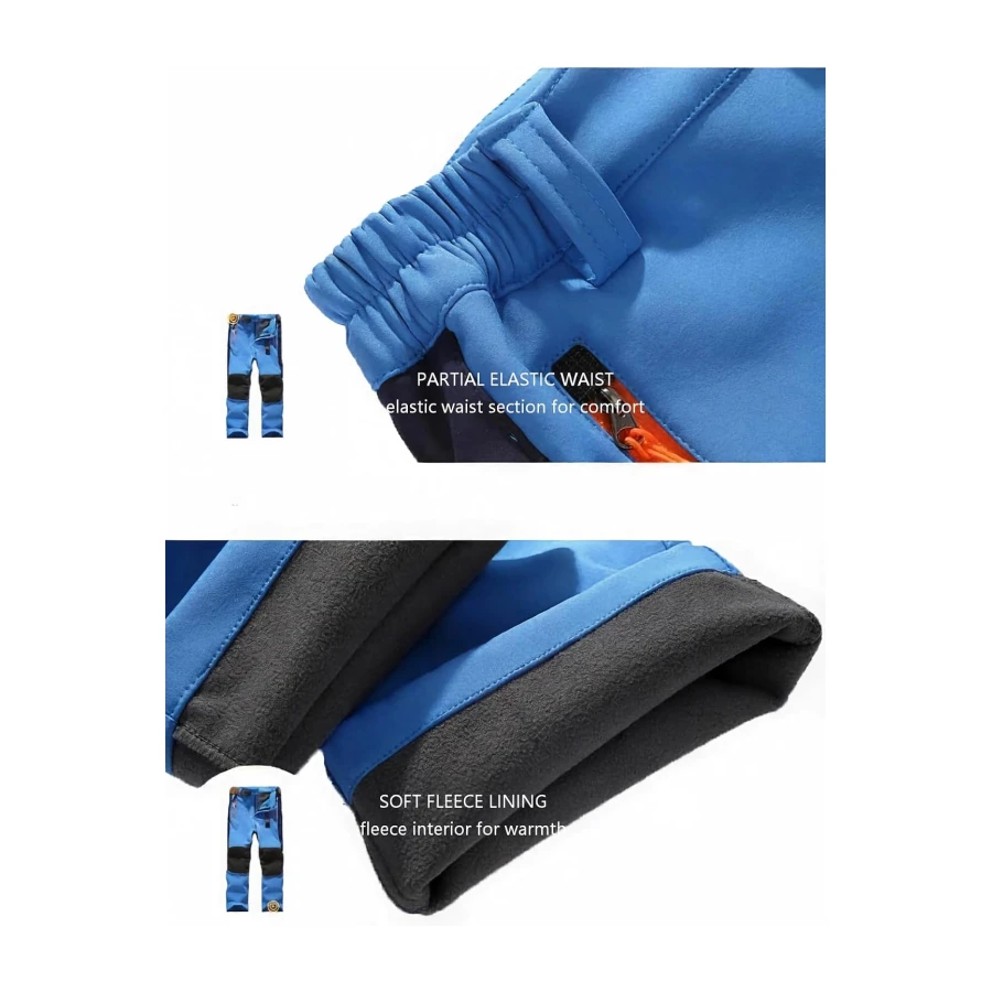 Echinodon Kinder Softshellhose mit Fleecefütterung Hose Wasserabweisend Winddicht Atmungsaktiv Warm Funktionshose Skihose Regenhose Jungen Mädchen Sporthose Wanderhose