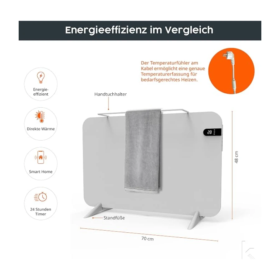 Könighaus Smart Dual-Infrarotheizung V2 450 W - Weiß